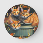 Chats Gingembre Plantes Pot, horloge murale (Recto)