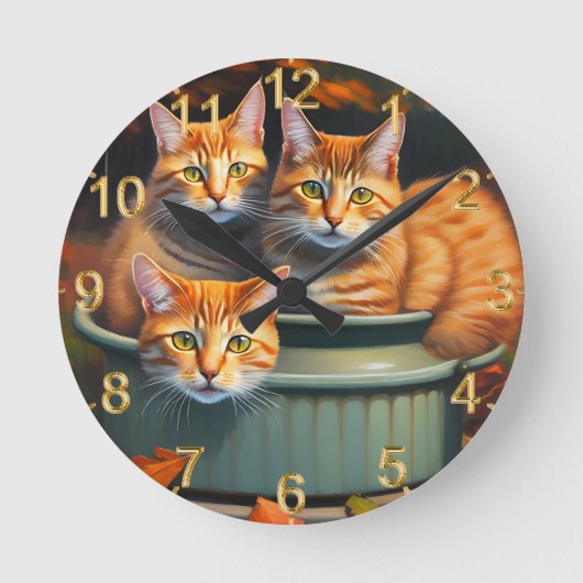 Chats Gingembre Plantes Pot, horloge murale (Recto)