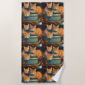 Chats Gingembre Plantes, Serviette de plage (Devant)