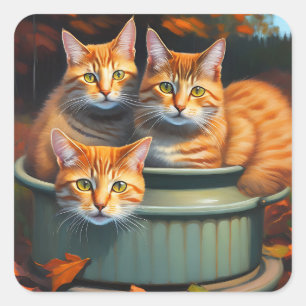 Chats Gingembre Pot Plantes, Stickers