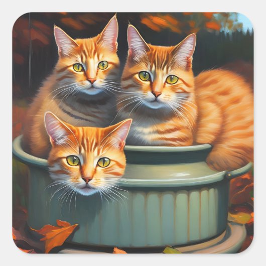 Chats Gingembre Pot Plantes, Stickers (Devant)