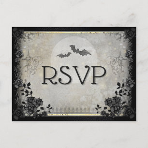 Chats gothiques Halloween gris RSVP Menu PostCard