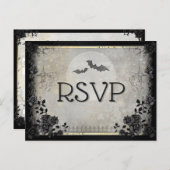 Chats gothiques Halloween gris RSVP Menu PostCard (Devant / Derrière)