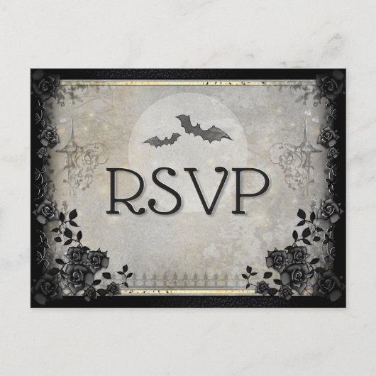 Chats gothiques Halloween gris RSVP Menu PostCard (Devant)