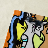 Chats graphiques et serviette de plage en caricatu (En situation)