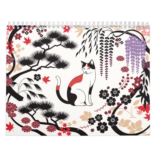 Chats Hanafuda - Calendrier mural de 12 mois du Ja (Protection)