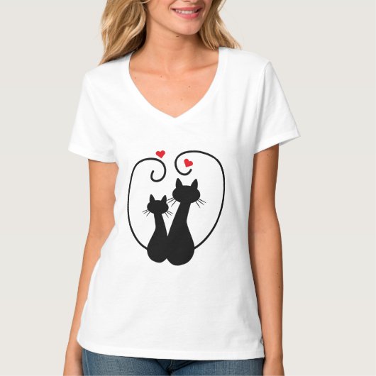 Chats In Love Silhouette T-shirts femmes (Devant)