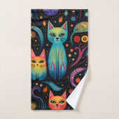 Chats jaune bleu rouge (Serviette à main)