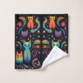 Chats jaune bleu rouge (Gant de toilette)