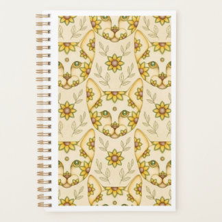Chats JAUNES avec FLEURS Planificateur