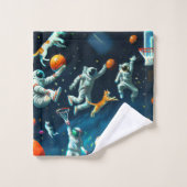 Chats jouant au basket-ball dans l'espace avec des (Gant de toilette)