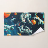 Chats jouant au basket-ball dans l'espace avec des (Serviette à main)