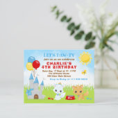 Chats Kittens Castle Blue Carte postale pour la fê (Debout devant)