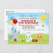 Chats Kittens Castle Blue Carte postale pour la fê (Devant / Derrière)