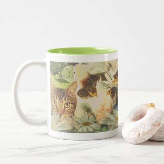 Chats Kitty et papillons Mug (Avec donut)