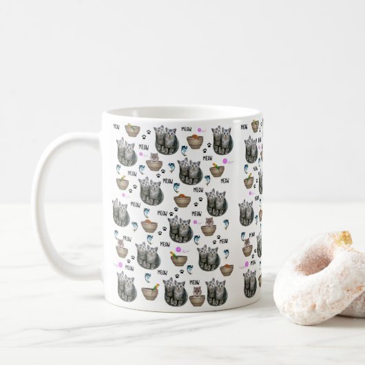 Chats Meow Mug (Avec donut)