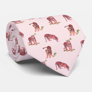 Chats Meow Tigers sur cravate rose