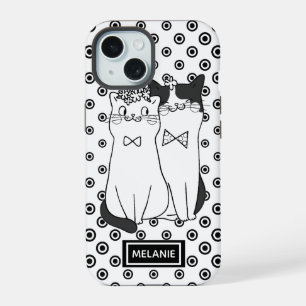 Chats mignons à pois amoureux personnalisés