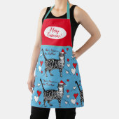 Chats mignons Chats Joyeux Noël Rouge Bleu tablier (Insitu)