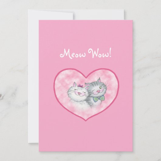 Chats Mignons dans une Carte de Saint-Valentin en  (Devant)