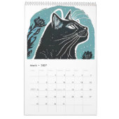 Chats mignons en linogravure – Calendrier 2026 (Mar 2027)
