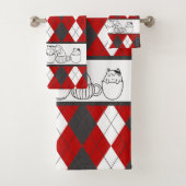 Chats mignons En Tasses -Jacquard rouge, blanc et  (En situation)