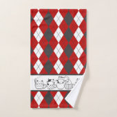 Chats mignons En Tasses -Jacquard rouge, blanc et  (Serviette à main)