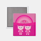 Chats mignons et aimant arc-en-ciel rose (Recto/Verso)