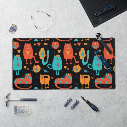 Chats mignons et fleurs motif (Poste de travail)