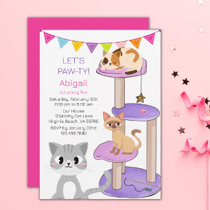 Chats mignons Invitation colorée pour l'anniversai