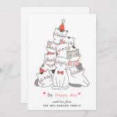 Chats mignons Joyeuse carte de Noël (Devant / Derrière)