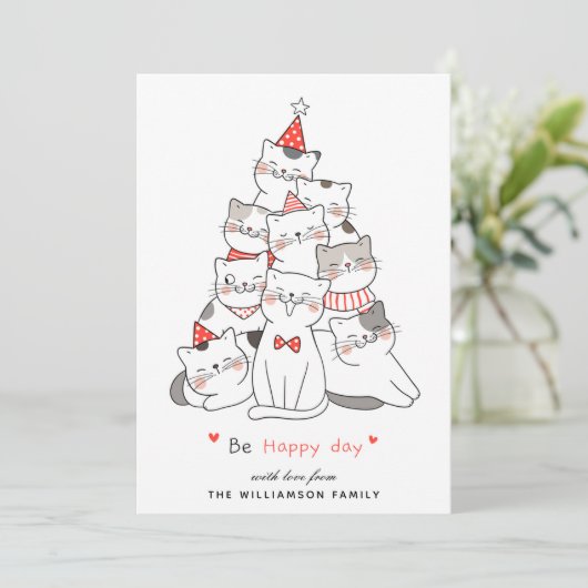 Chats mignons Joyeuse carte de Noël (Debout devant)