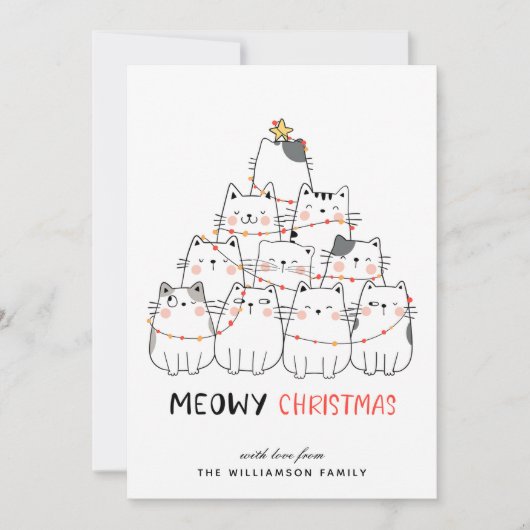 Chats mignons Joyeuse carte de Noël (Devant)