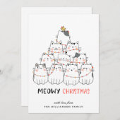 Chats mignons Joyeuse carte de Noël (Devant / Derrière)