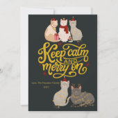 Chats mignons joyeux à Noël Carte de vœux plate po (Devant)