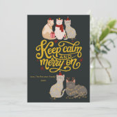 Chats mignons joyeux à Noël Carte de vœux plate po (Debout devant)