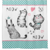 Chats mignons, Papillons Douche Rideau (Devant)