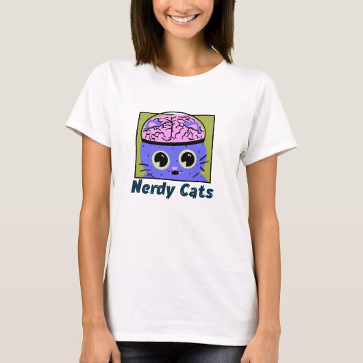 Chats Nerds, T-Shirt Conception de Cerveau (Devant)