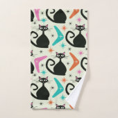 Chats noirs atomiques du milieu du siècle avec boo (Serviette à main)