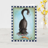 Chats Noirs - Carte de voeux (Fleur jaune)