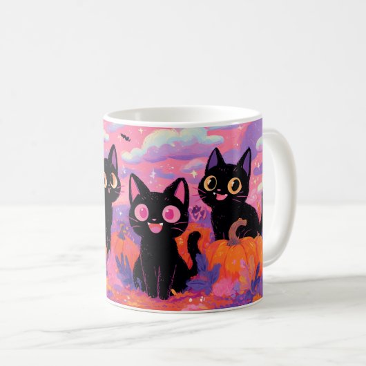 Chats noirs dans une Mug Citrouille Patch (Devant droit)