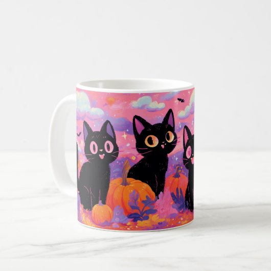Chats noirs dans une Mug Citrouille Patch (Devant gauche)