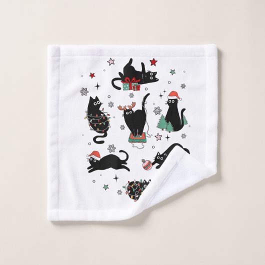 Chats noirs de Noël (Gant de toilette)