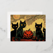 Chats noirs d'Halloween avec une carte de citrouil (Recto/Verso)