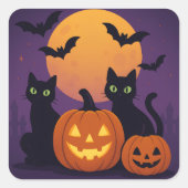 Chats noirs d'Halloween et Sticker Citrouille - mi (Devant)