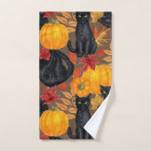 Chats noirs et citrouilles 2 (Serviette à main)