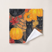 Chats noirs et citrouilles 2 (Gant de toilette)