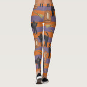 Chats noirs, Leggings d'Halloween orange et violet (Dos)