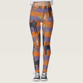 Chats noirs, Leggings d'Halloween orange et violet (Devant)