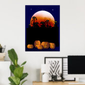 Chats noirs, Lune, Poster Citrouille (Bureau à domicile)